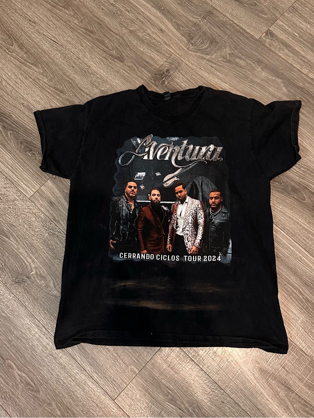 Aventura Black Tour Graphic Tee with Multicolor Band Portrait